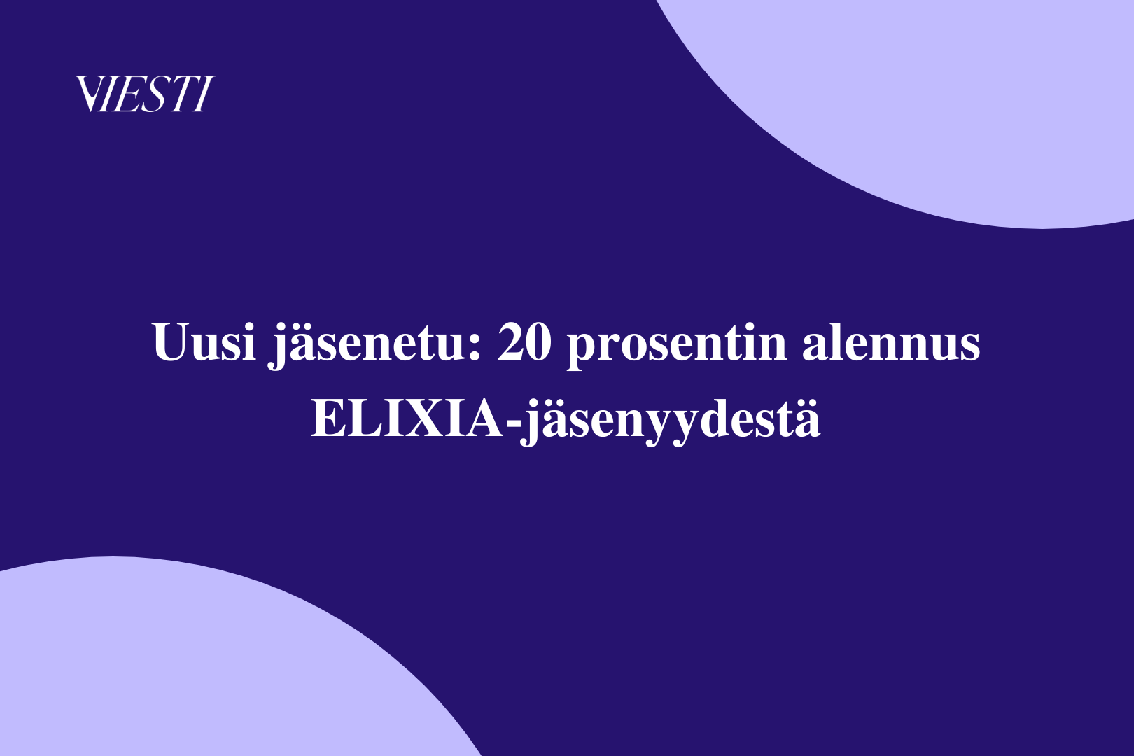 Uusi jäsenetu: 20 prosentin alennus ELIXIA-jäsenyydestä